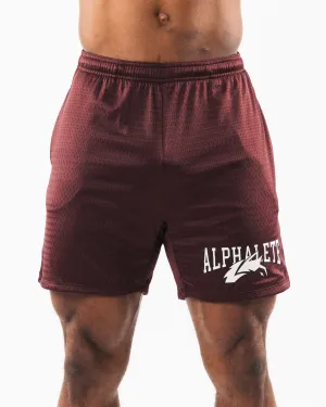 Alphalete Wolf Head Mesh Short 6" - Sangria