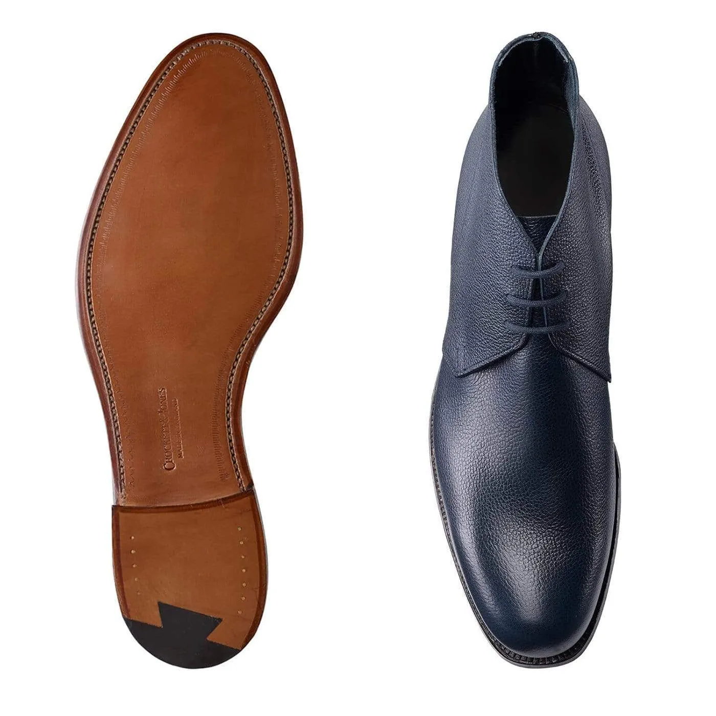 Crockett & Jones Chukka Navy Pebble Grain