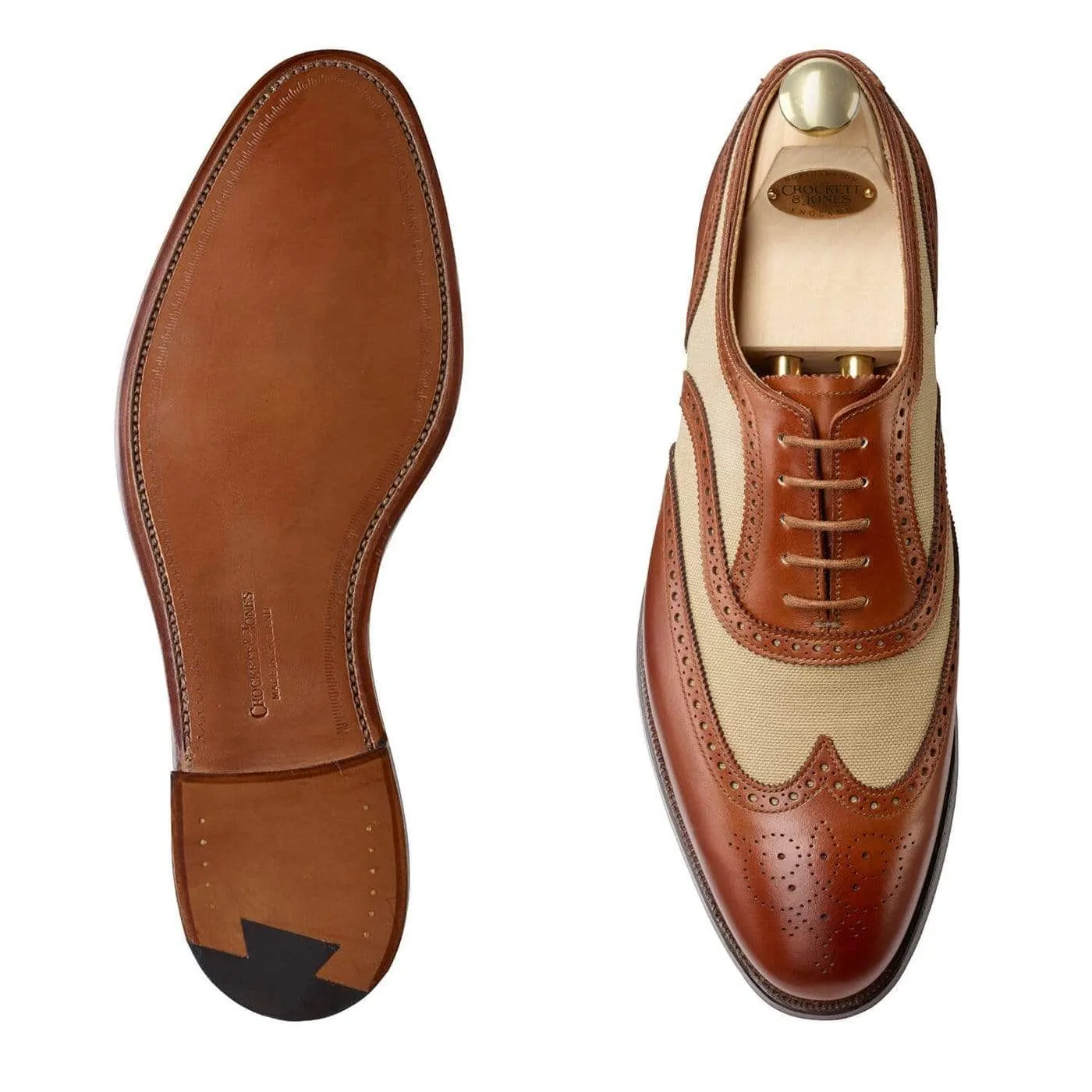 Crockett & Jones Gerrard 4 Mahogany Calf & Stone Canvas