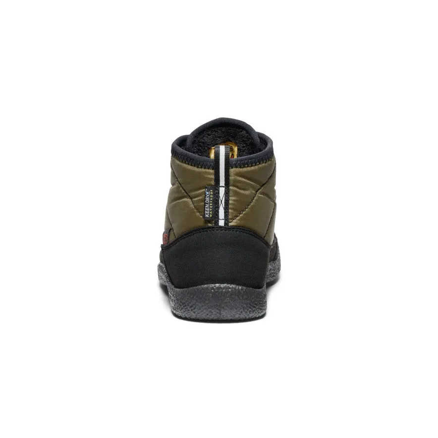 Keen Big Kids' Howser II Waterproof Chukka  |  Dark Olive/Gold Flame