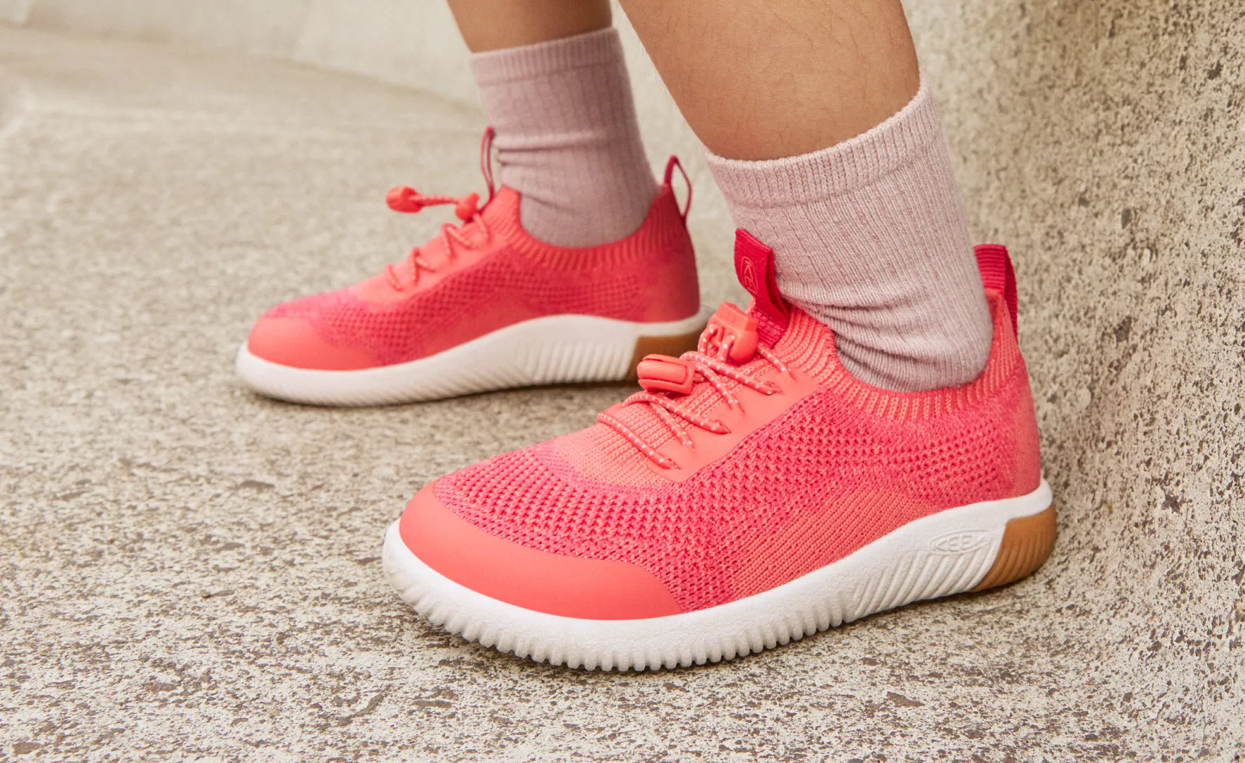 Keen Big Kids' KNX Knit Sneaker  |  Dubarry/Star White