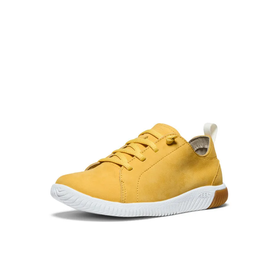 Keen Big Kids' KNX Leather Sneaker  |  Daffodil/Star White