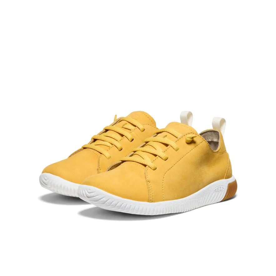 Keen Big Kids' KNX Leather Sneaker  |  Daffodil/Star White