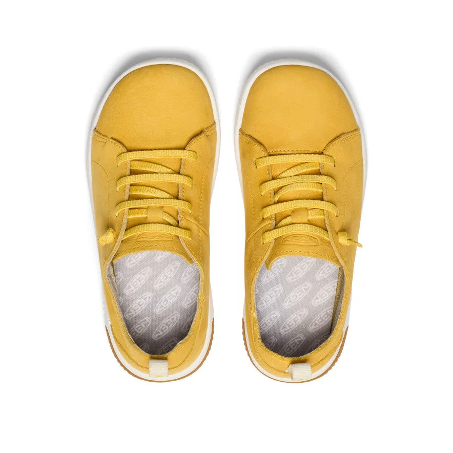 Keen Big Kids' KNX Leather Sneaker  |  Daffodil/Star White