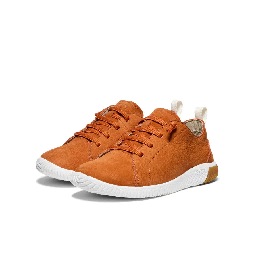 Keen Big Kids' KNX Leather Sneaker  |  Gold Flame/Star White