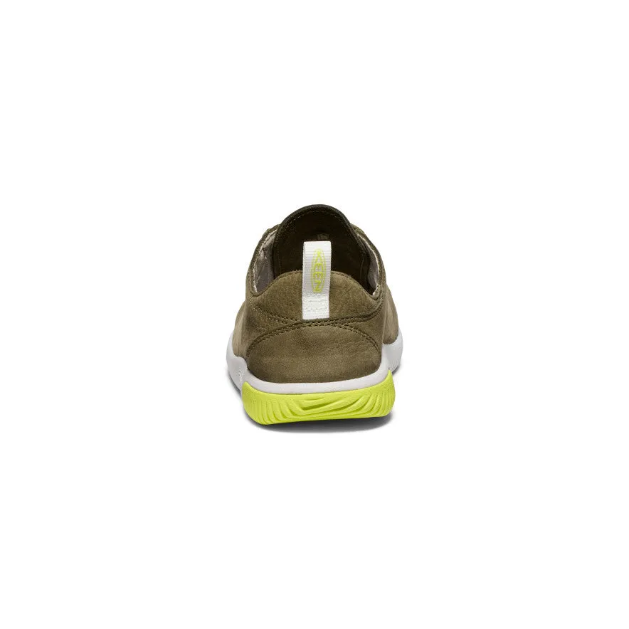 Keen Big Kids' KNX Leather Sneaker  |  Martini Olive/Evening Primrose