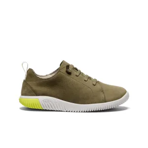 Keen Big Kids' KNX Leather Sneaker  |  Martini Olive/Evening Primrose