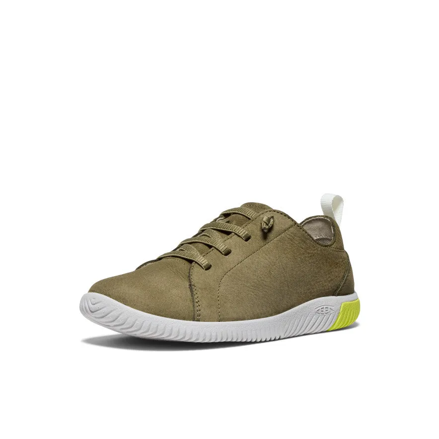 Keen Big Kids' KNX Leather Sneaker  |  Martini Olive/Evening Primrose
