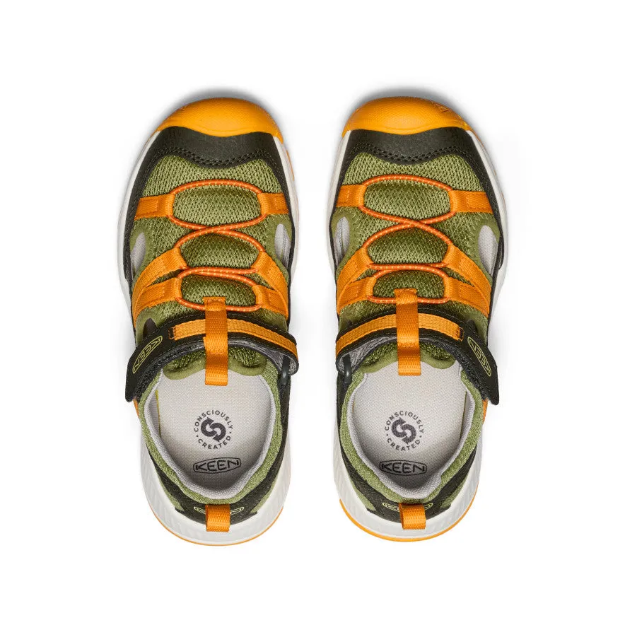 Keen Big Kids' Motozoa Sandal  |  Forest Night/Bright Marigold