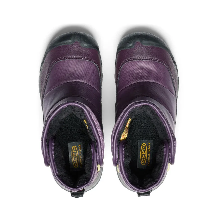 Keen Big Kids' Puffrider Waterproof Winter Boot  |  Black Plum/Daiquiri Green