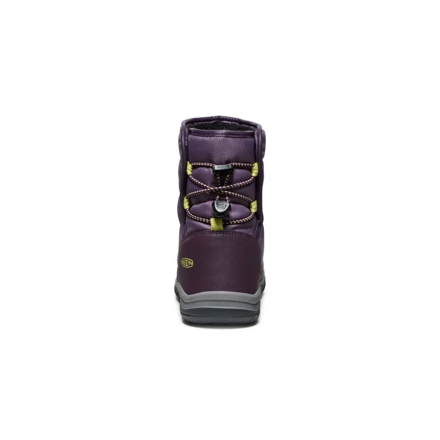 Keen Big Kids' Puffrider Waterproof Winter Boot  |  Black Plum/Daiquiri Green