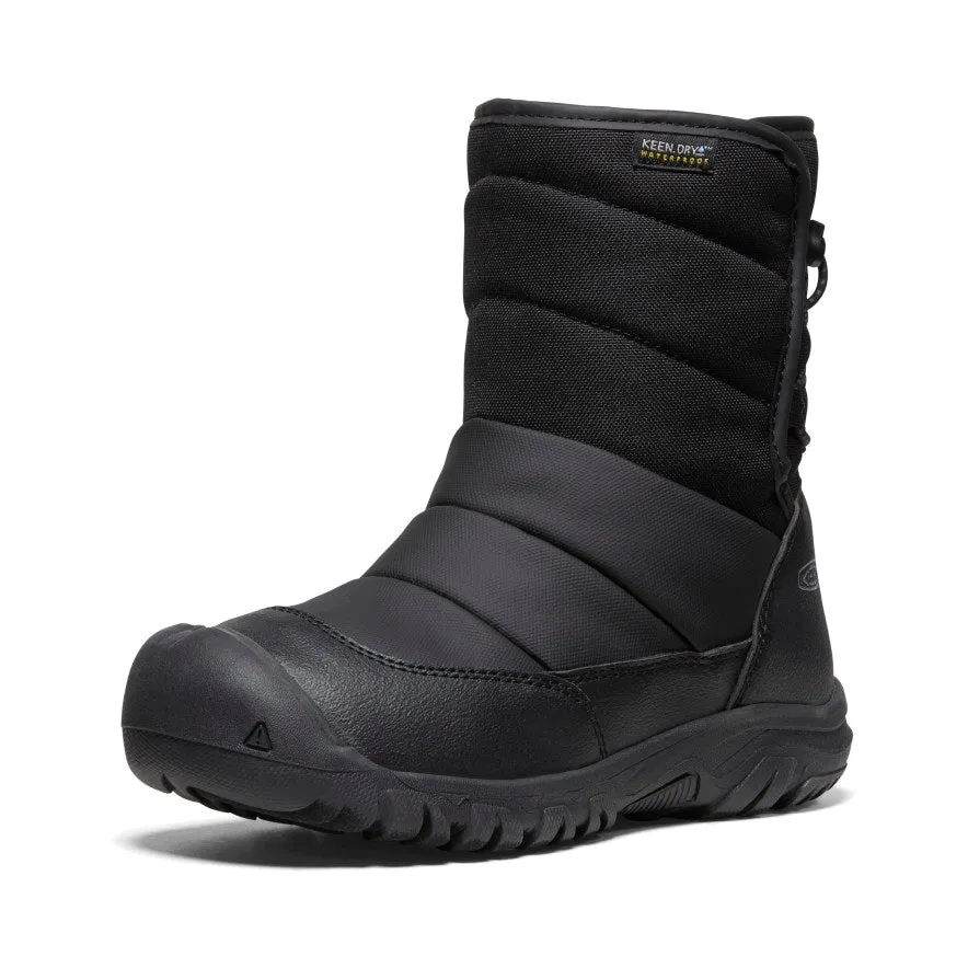 Keen Big Kids' Puffrider Waterproof Winter Boot  |  Black/Steel Grey