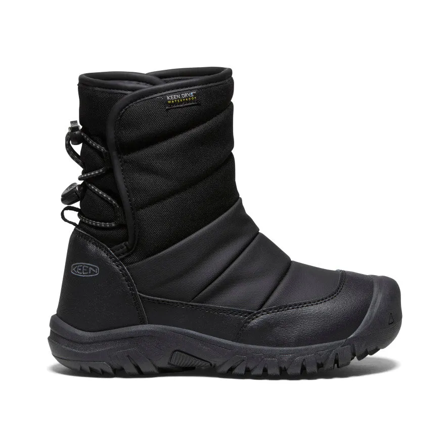 Keen Big Kids' Puffrider Waterproof Winter Boot  |  Black/Steel Grey