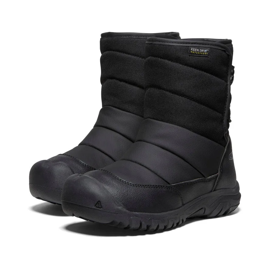 Keen Big Kids' Puffrider Waterproof Winter Boot  |  Black/Steel Grey