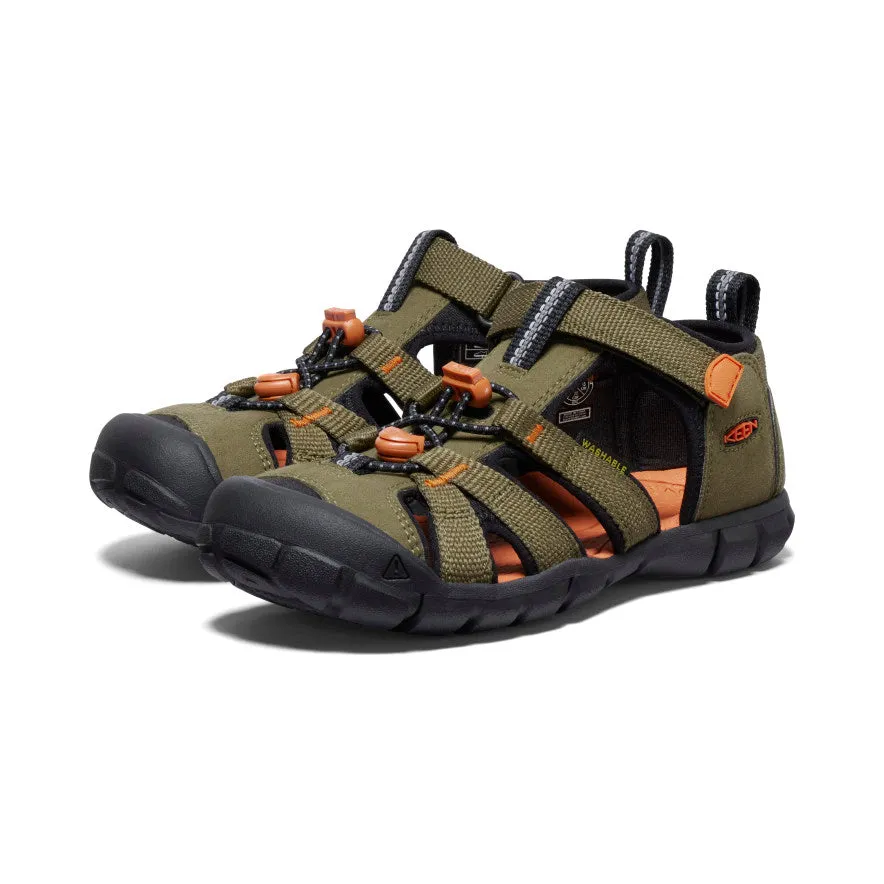 Keen Big Kids' Seacamp II CNX  |  Dark Olive/Gold Flame