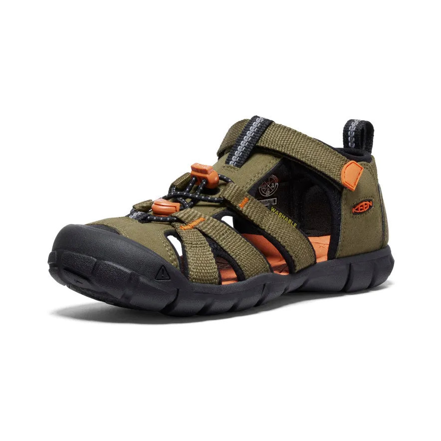 Keen Big Kids' Seacamp II CNX  |  Dark Olive/Gold Flame