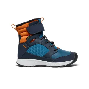 Keen Big Kids' Skua Waterproof Winter Boot  |  Sky Captain/Gold Flame