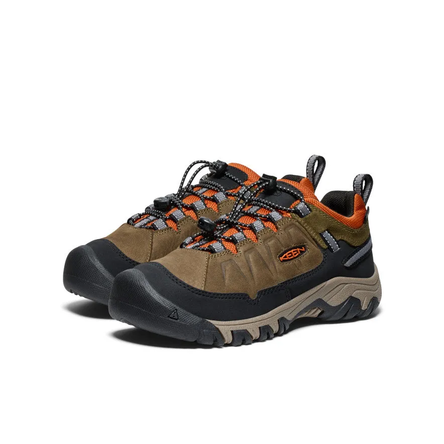 Keen Big Kids' Targhee IV Waterproof Hiking Shoe  |  Dark Olive/Gold Flame