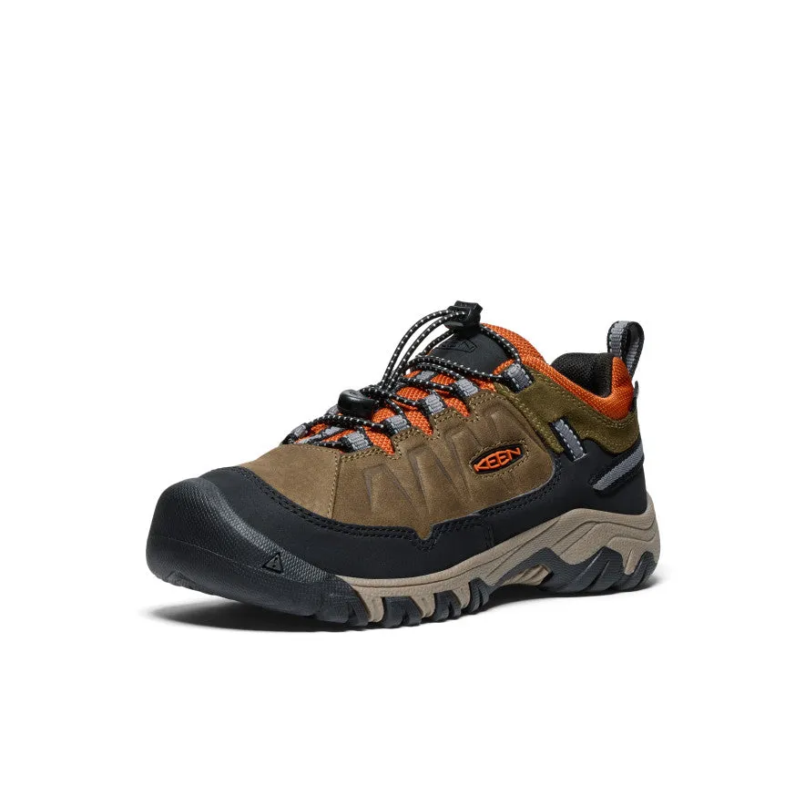 Keen Big Kids' Targhee IV Waterproof Hiking Shoe  |  Dark Olive/Gold Flame