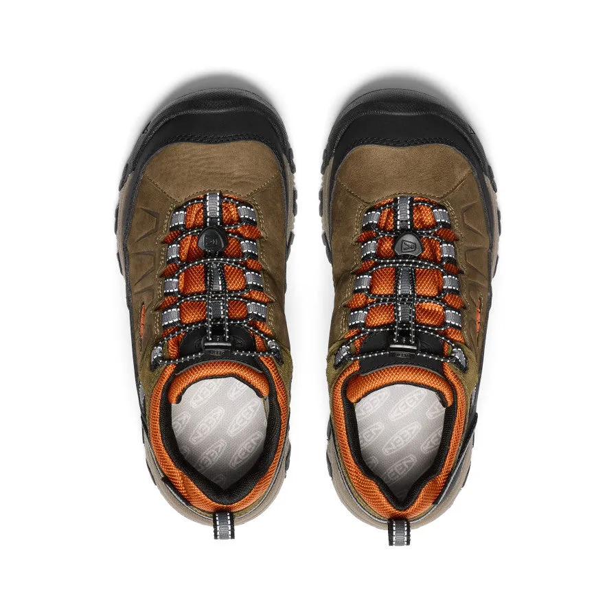 Keen Big Kids' Targhee IV Waterproof Hiking Shoe  |  Dark Olive/Gold Flame