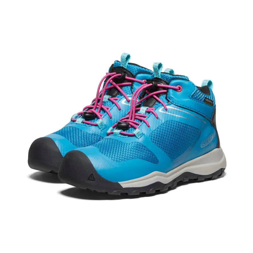 Keen Big Kids' Wanduro Waterproof Boot  |  Fjord Blue/Fuchsia Purple