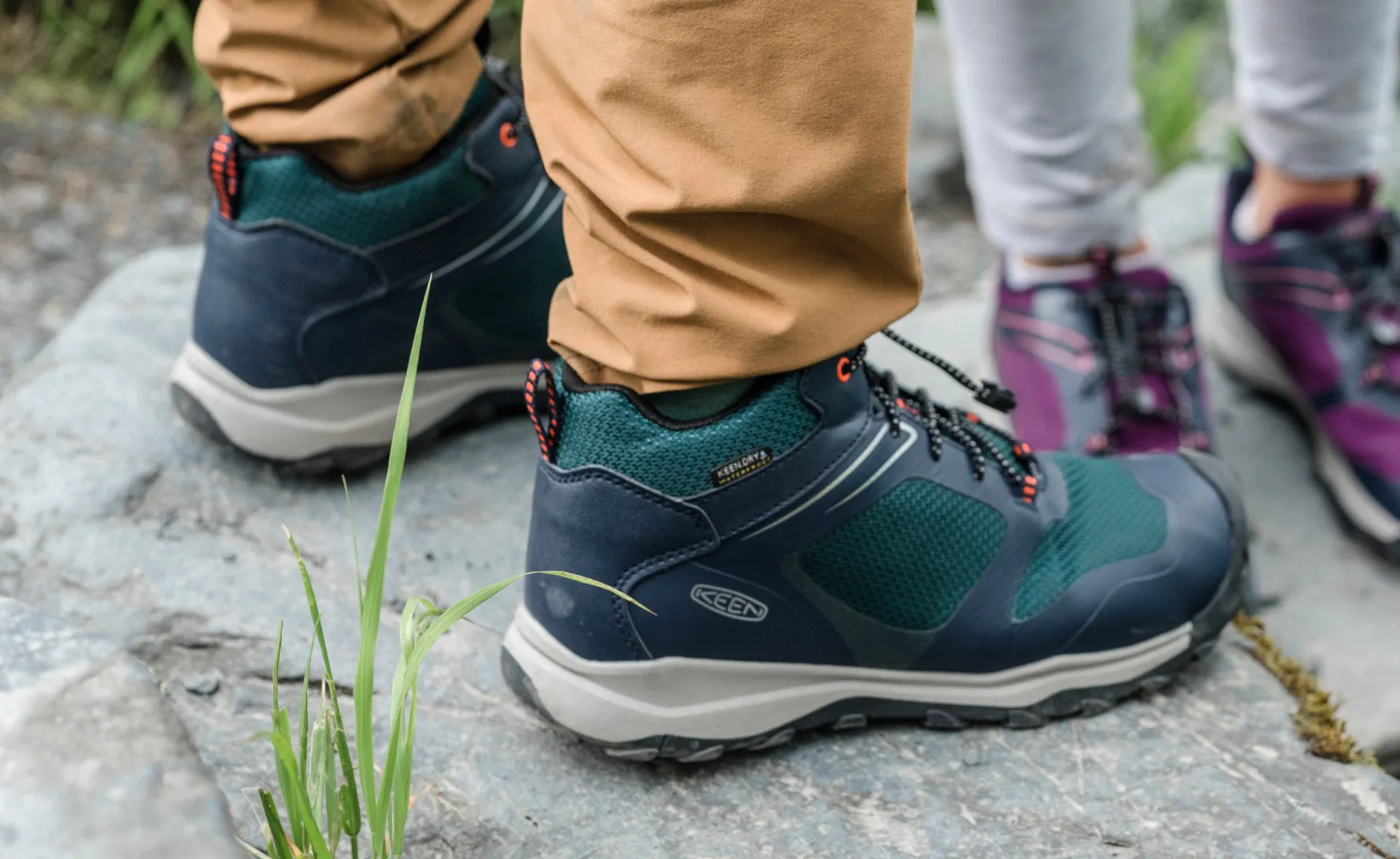 Keen Big Kids' Wanduro Waterproof Boot  |  Fjord Blue/Fuchsia Purple