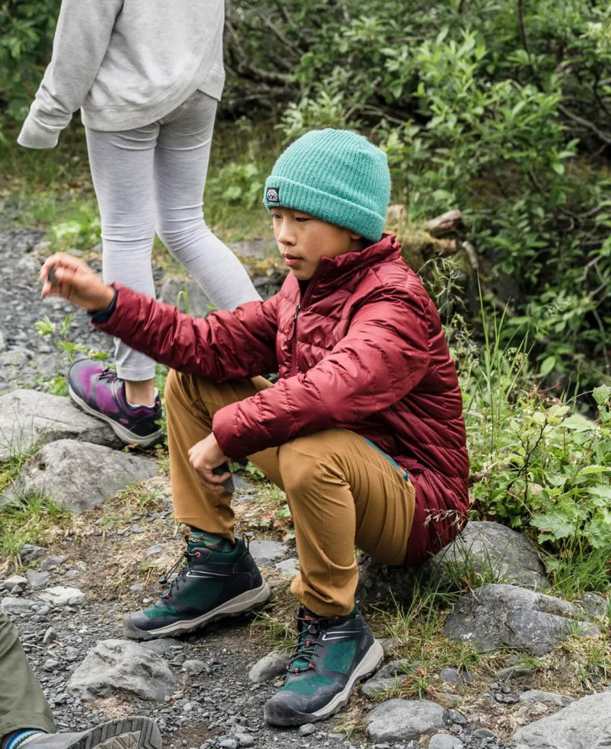 Keen Big Kids' Wanduro Waterproof Boot  |  Fjord Blue/Fuchsia Purple