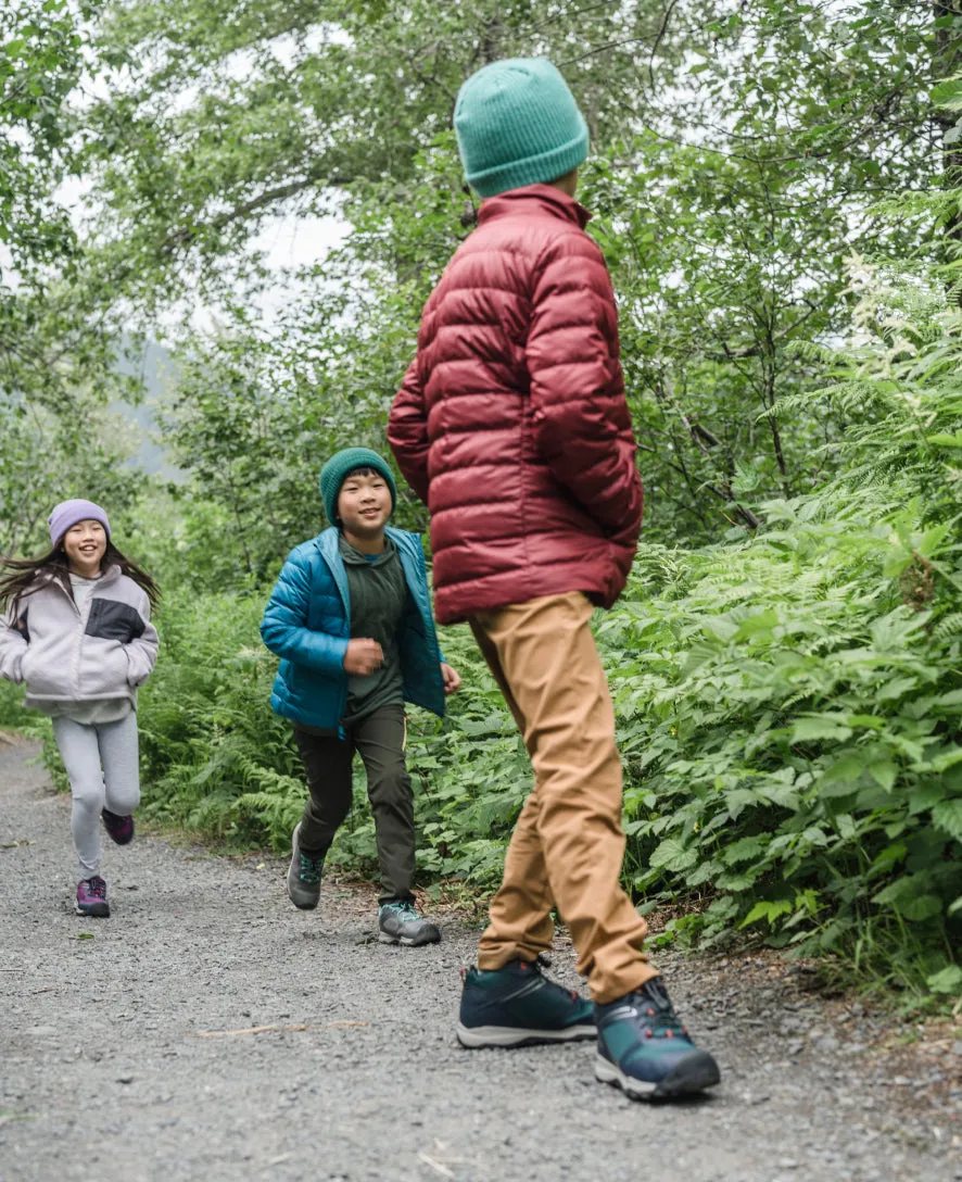 Keen Big Kids' Wanduro Waterproof Boot  |  Fjord Blue/Fuchsia Purple