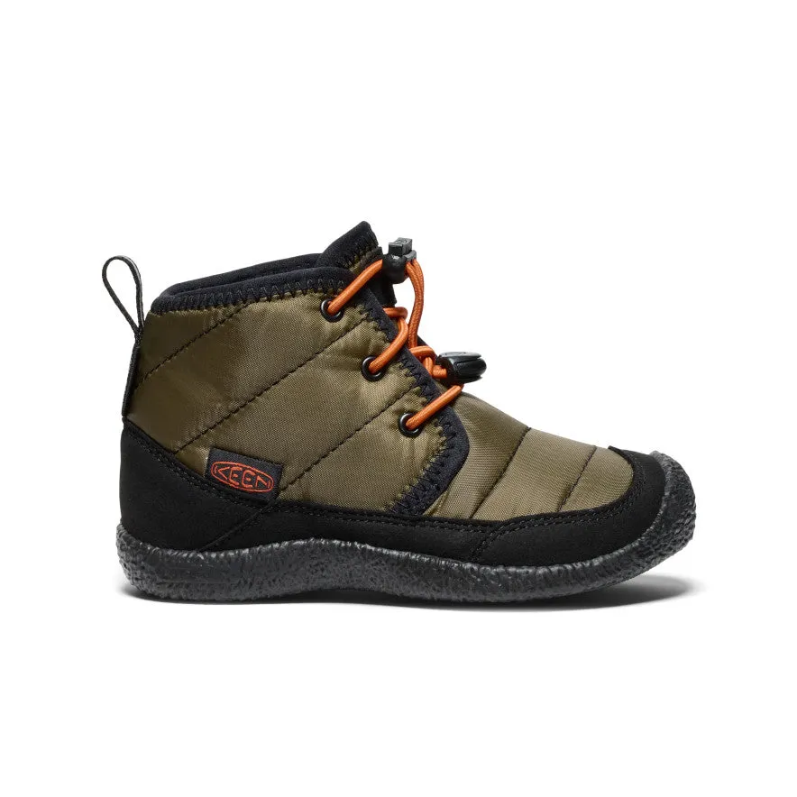Keen Little Kids' Howser II Waterproof Chukka  |  Dark Olive/Gold Flame