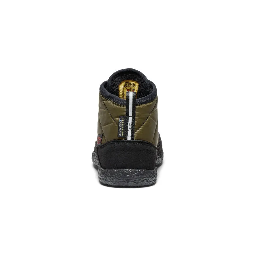 Keen Little Kids' Howser II Waterproof Chukka  |  Dark Olive/Gold Flame