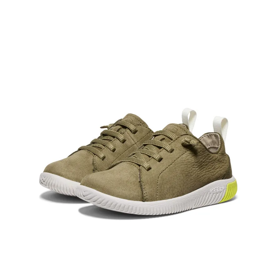 Keen Little Kids' KNX Leather Sneaker  |  Martini Olive/Evening Primrose