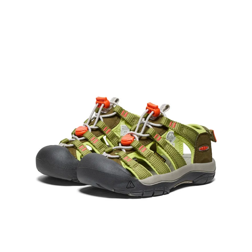 Keen Little Kids' Newport Boundless Sandal  |  Dark Olive/Scarlet Ibis