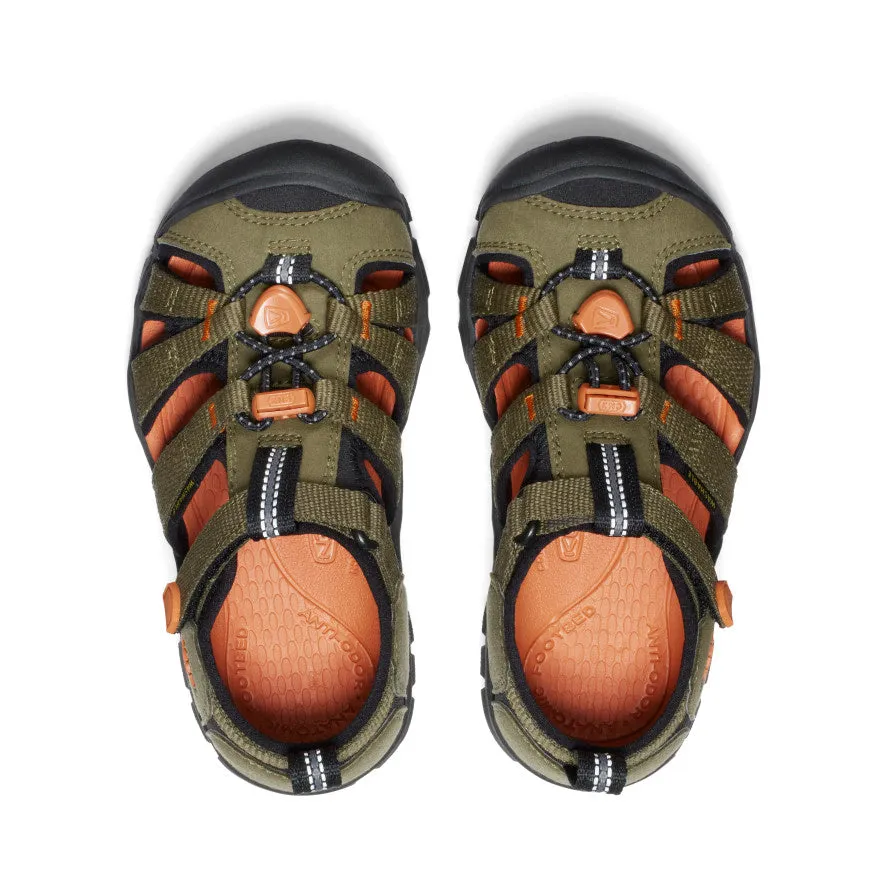 Keen Little Kids' Seacamp II CNX  |  Dark Olive/Gold Flame