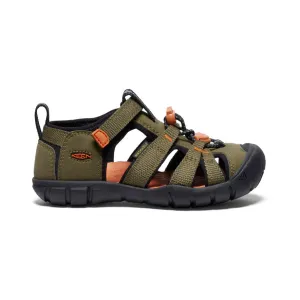 Keen Little Kids' Seacamp II CNX  |  Dark Olive/Gold Flame