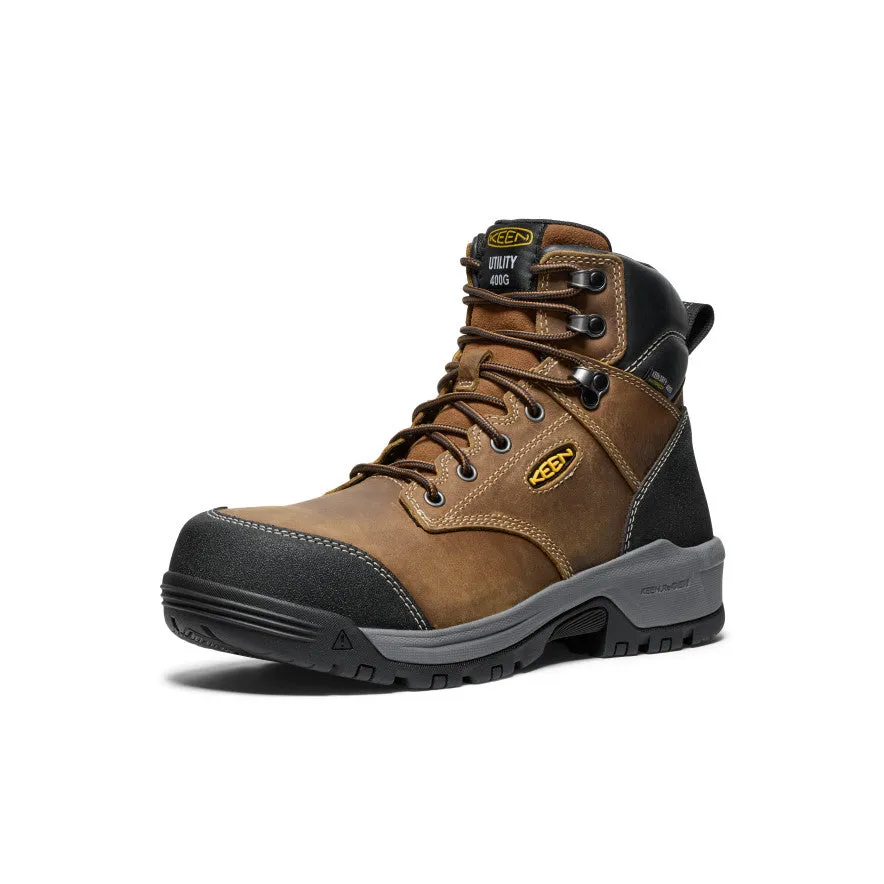 Keen Men's Evanston 6" Insulated Waterproof Boot (Carbon Toe)  |  Bison/Black