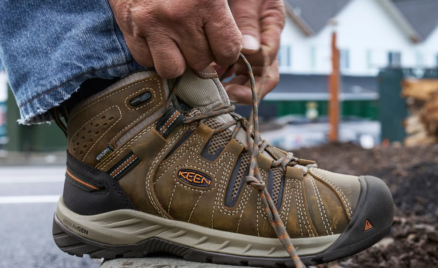 Keen Men's Flint II Waterproof Mid (Soft Toe)  |  Black Olive/Brindle
