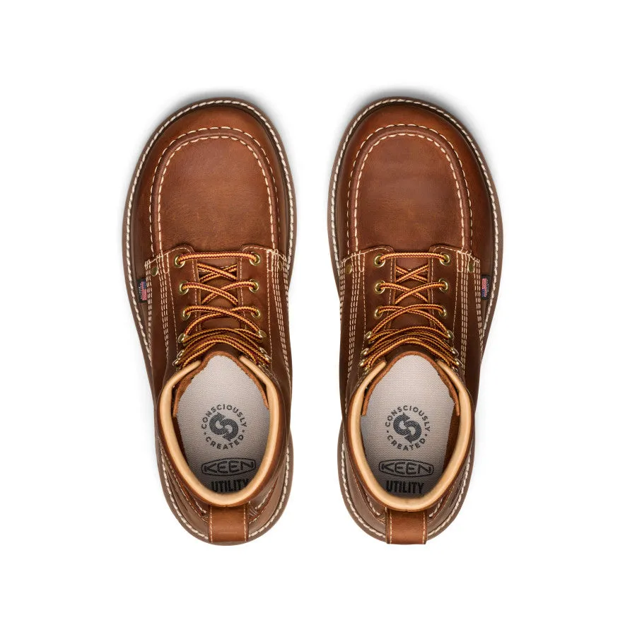 Keen Men's Liberty 6" Boot (Soft Toe)  |  Leather Brown/Birch