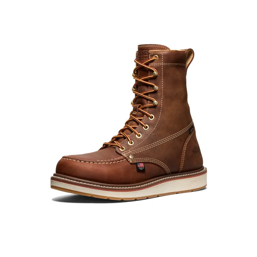 Keen Men's Liberty 8" Waterproof Boot (Soft Toe)  |  Leather Brown/Gum