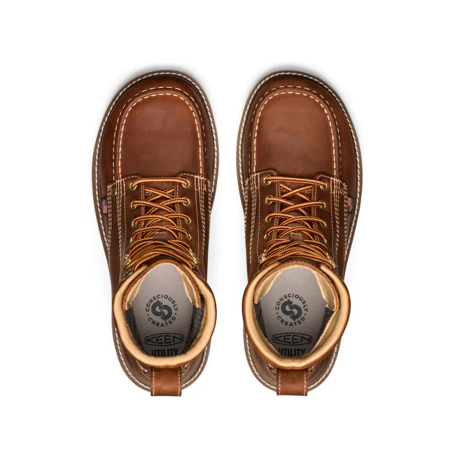 Keen Men's Liberty 8" Waterproof Boot (Soft Toe)  |  Leather Brown/Gum