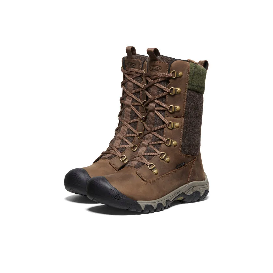 Keen Women's Greta Tall Waterproof Boot  |  Dark Earth/Green Plaid