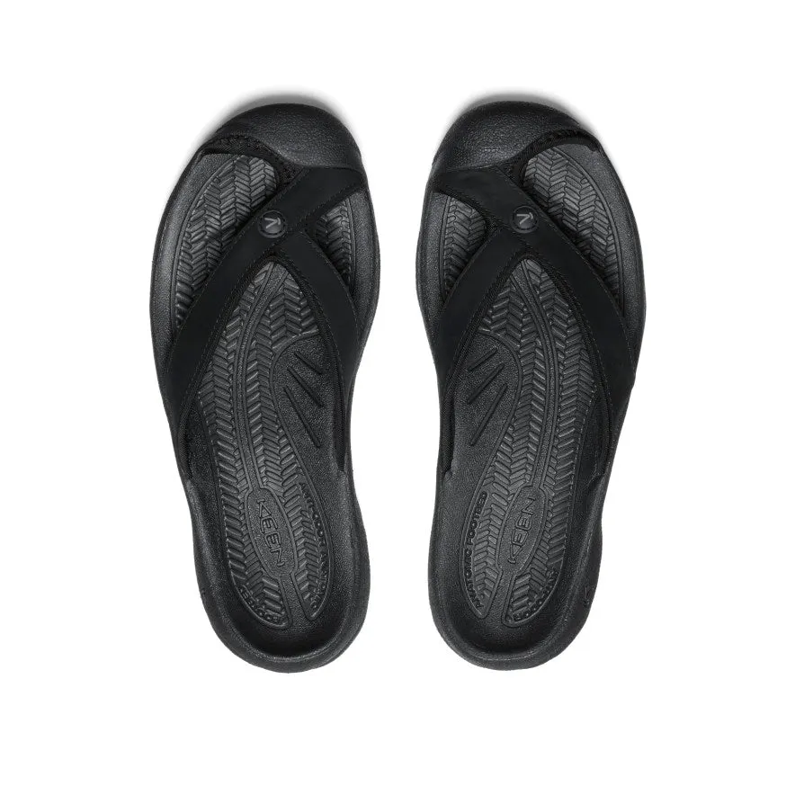 Keen Women's Waimea Leather Flip-Flop  |  Black/Black