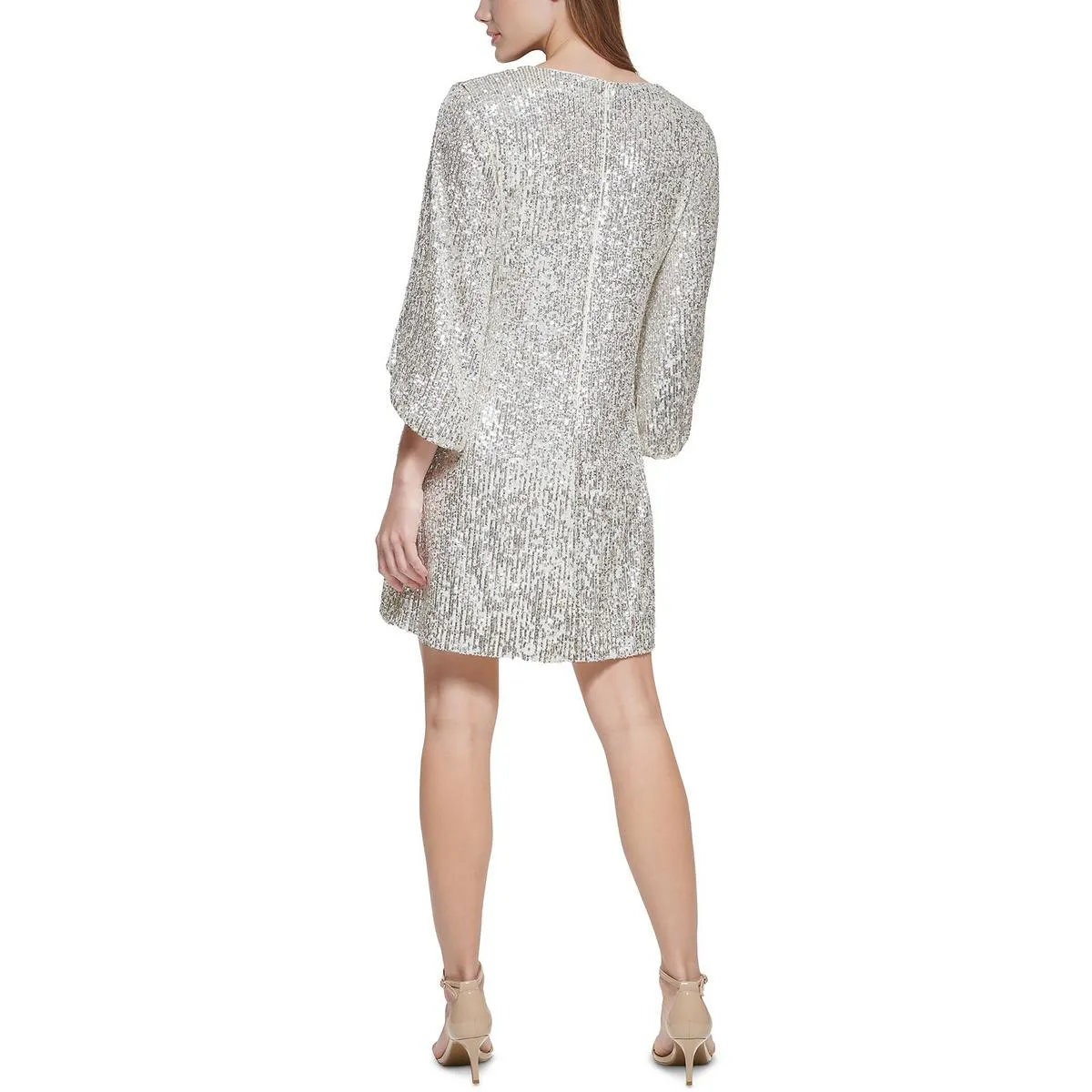Petites Womens Sequined Mini Cocktail and Party Dress