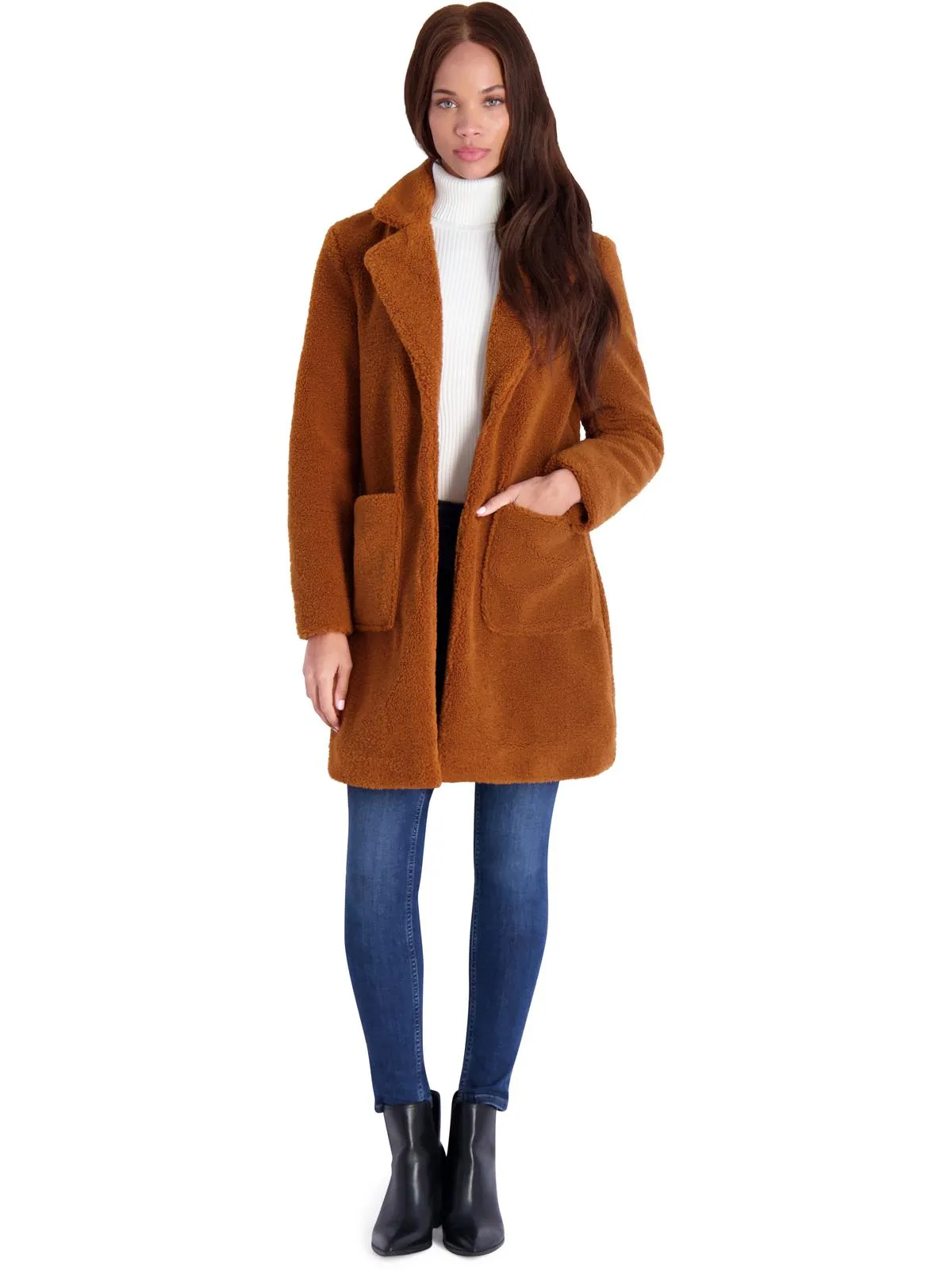 Reformation Womens Teddy Faux Shearling Faux Fur Coat
