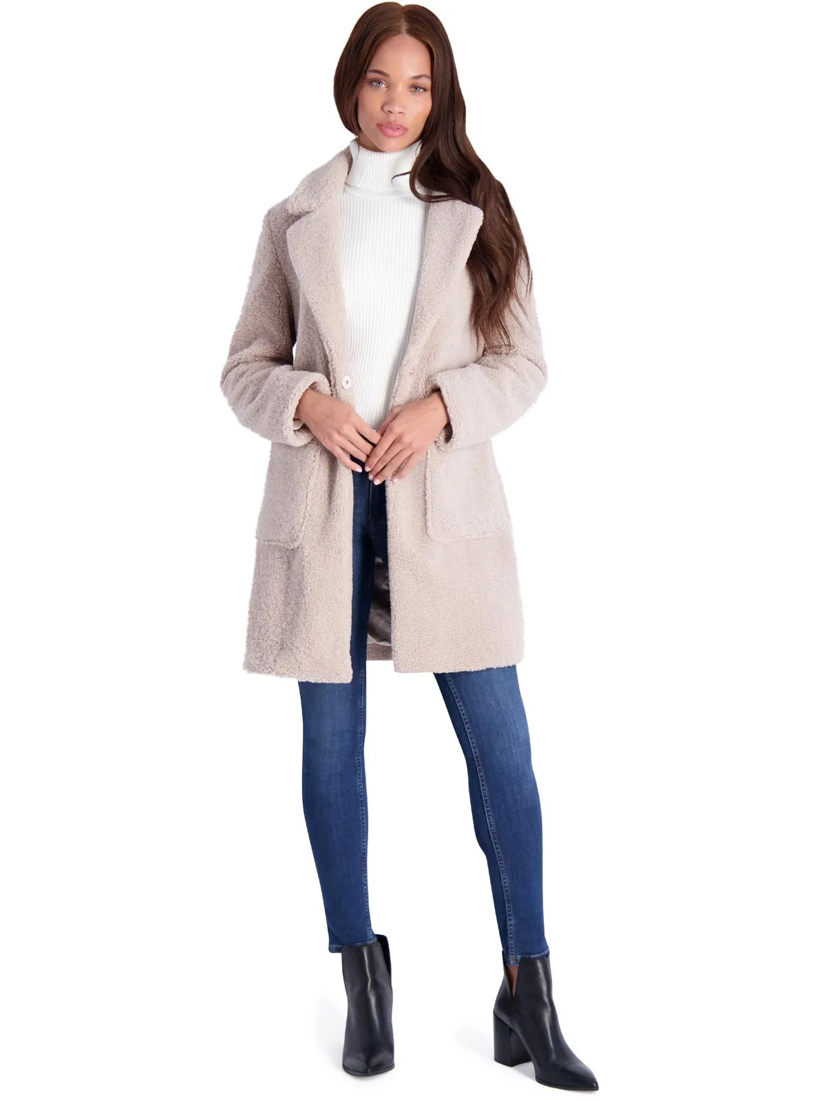 Reformation Womens Teddy Faux Shearling Faux Fur Coat