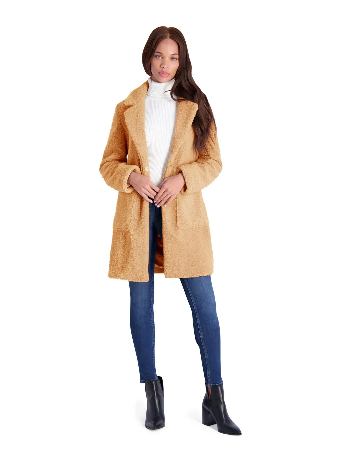 Reformation Womens Teddy Faux Shearling Faux Fur Coat