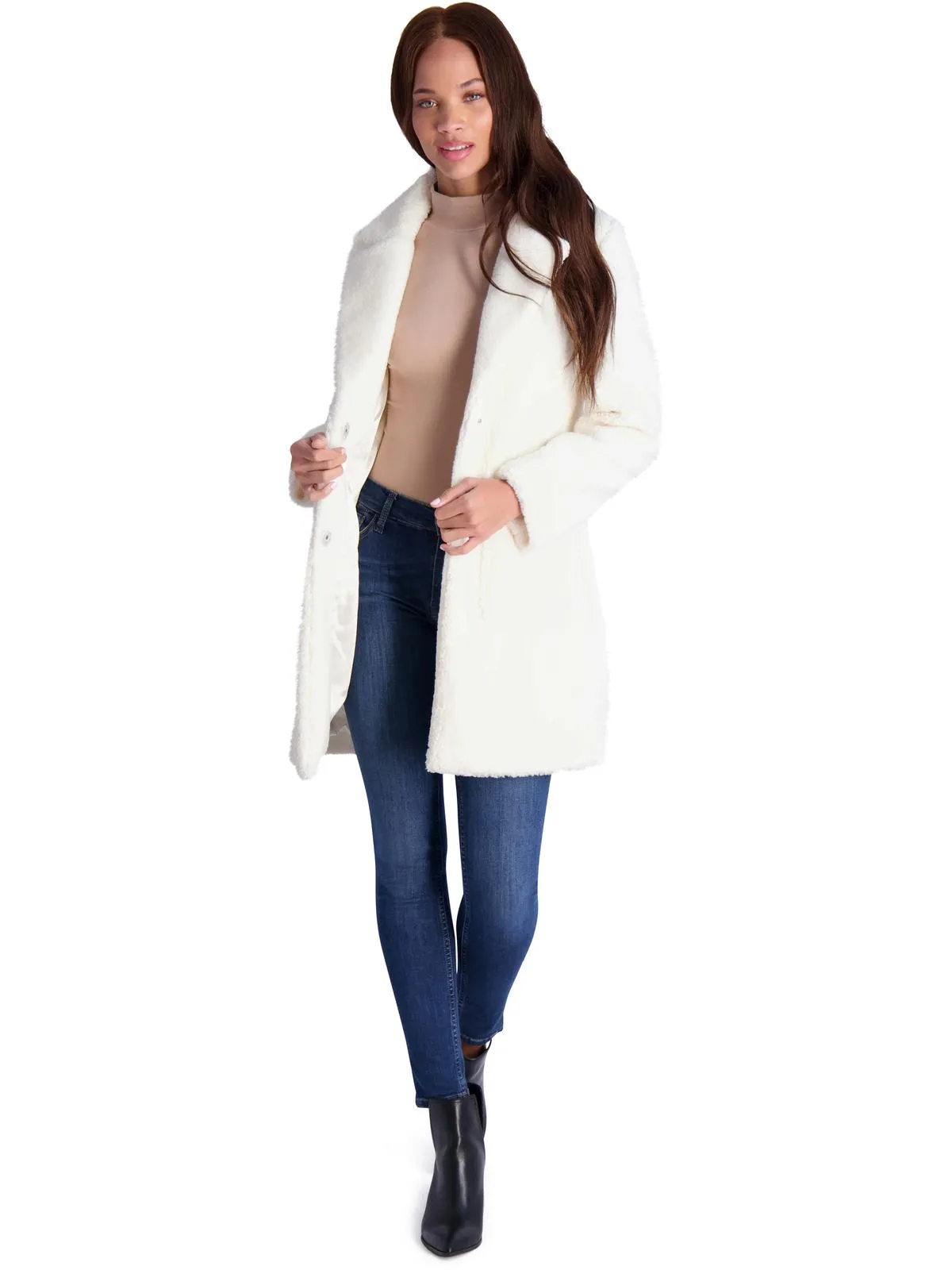 Reformation Womens Teddy Faux Shearling Faux Fur Coat