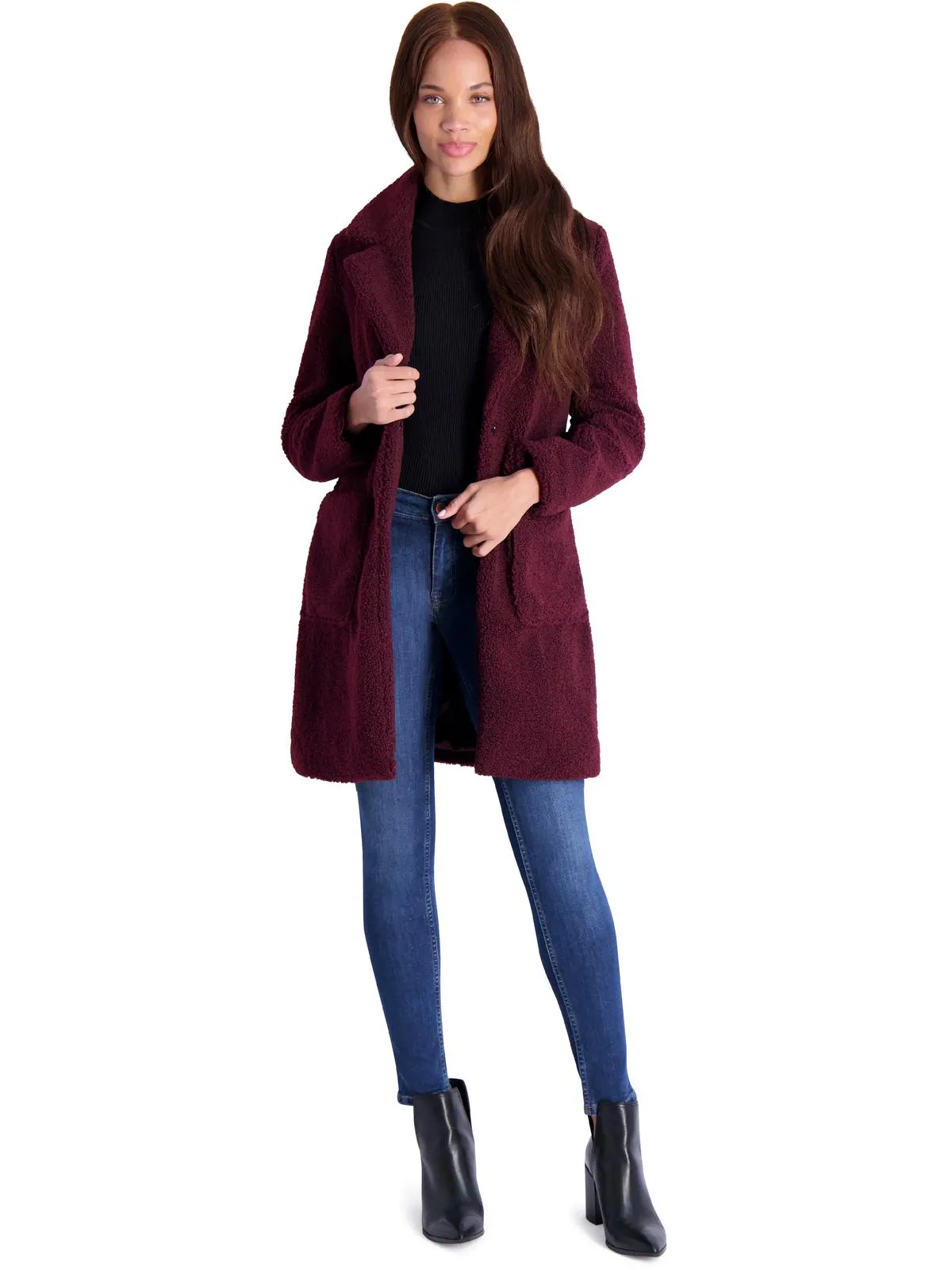 Reformation Womens Teddy Faux Shearling Faux Fur Coat