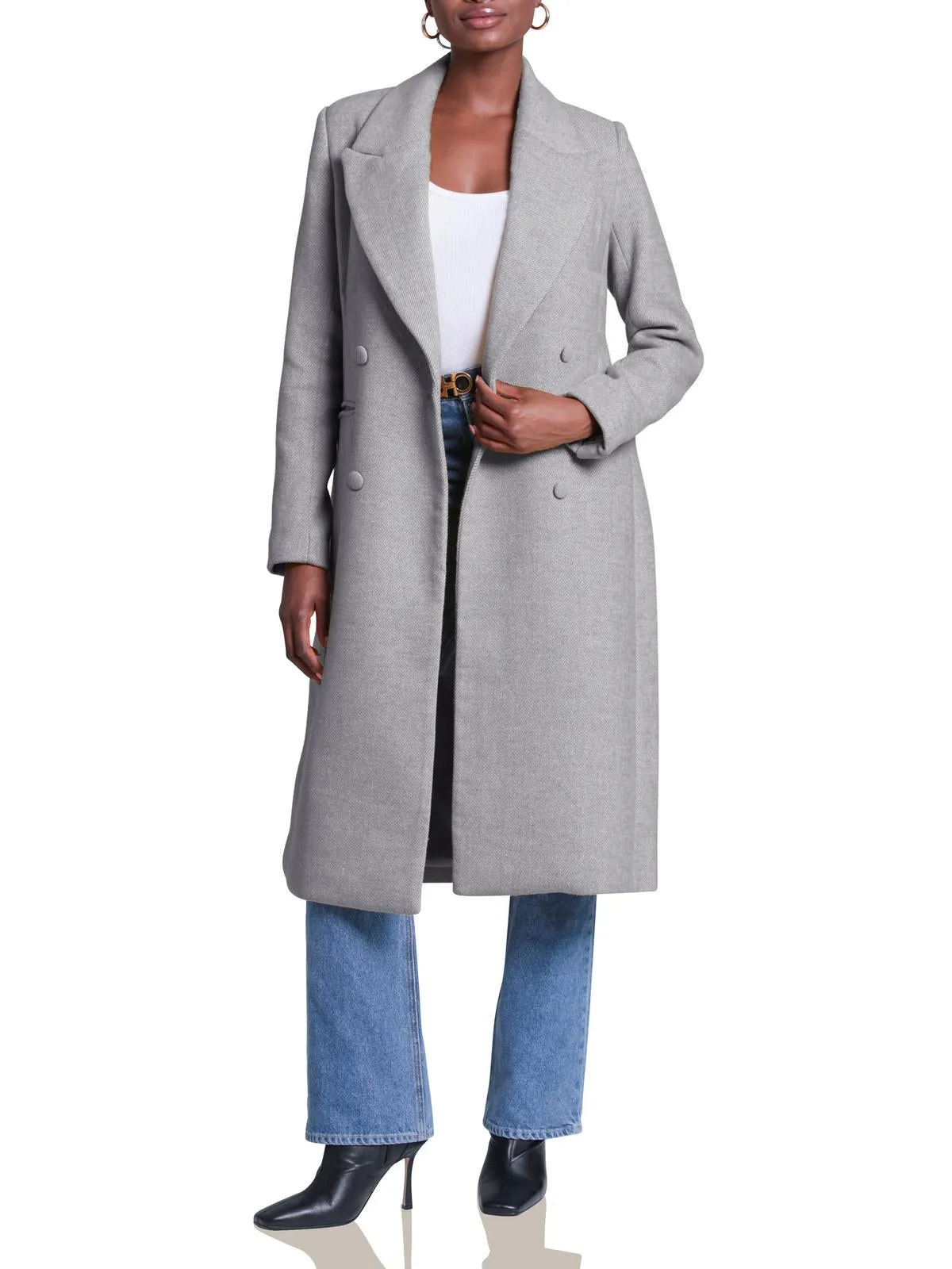Reformation Womens Wool Blend Double-Breasted Wool Coat
