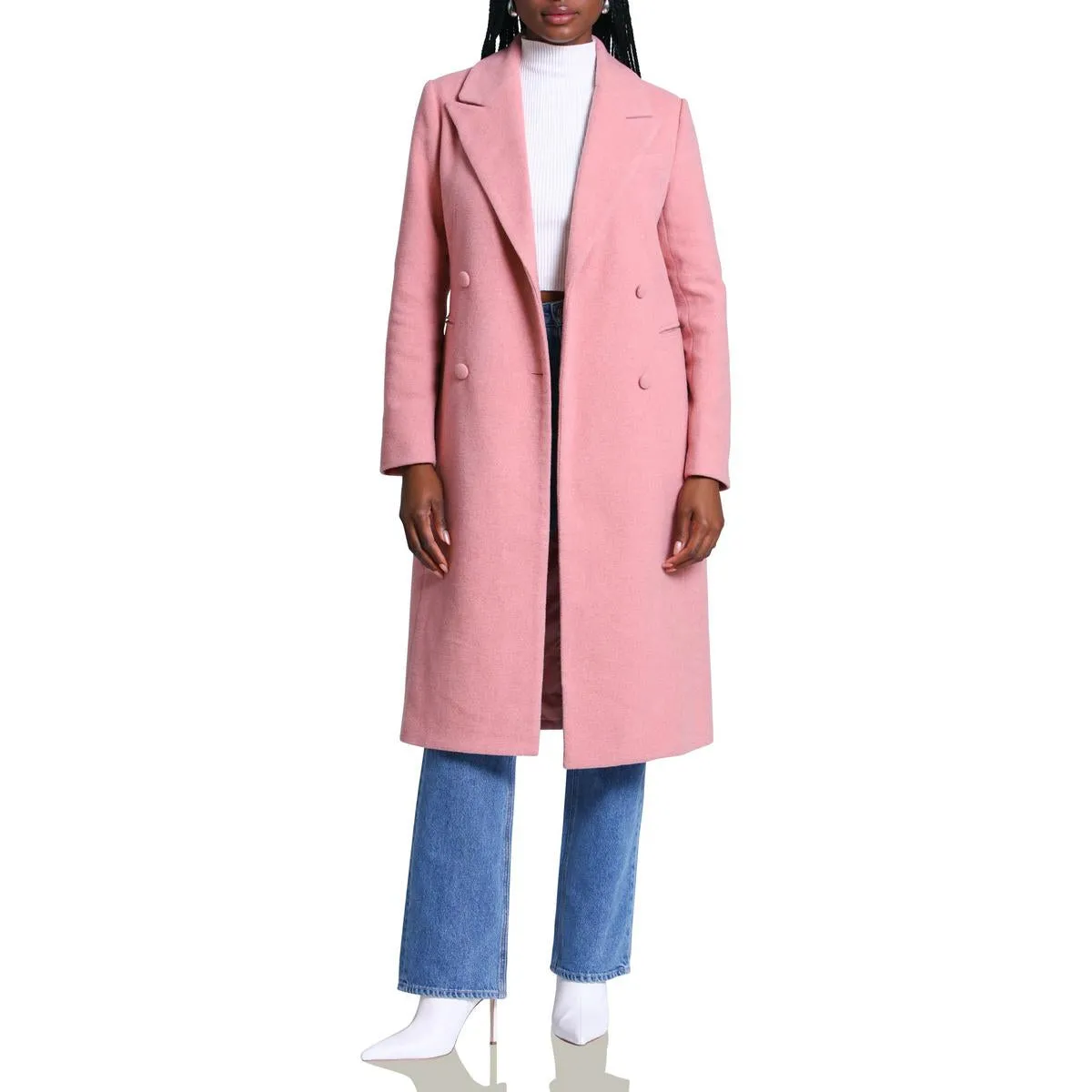 Reformation Womens Wool Blend Double-Breasted Wool Coat