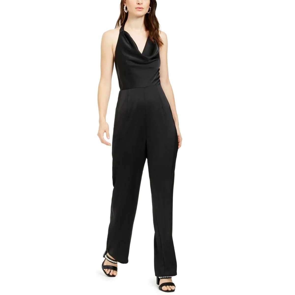Womens One Shoulder Cowl Neck Jumpsuit